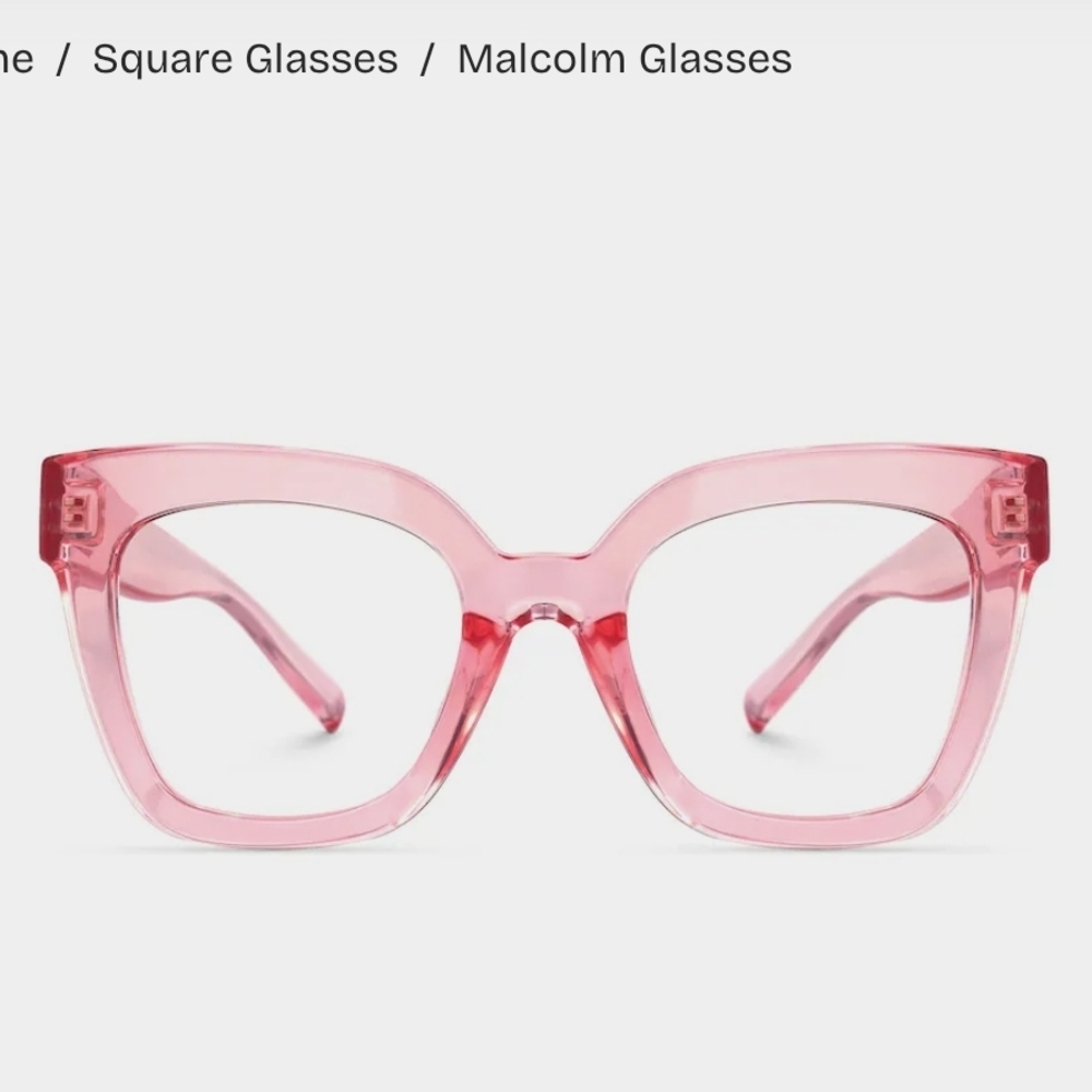 Zeelool Malcolm Square Pink Nonprescription Glasses